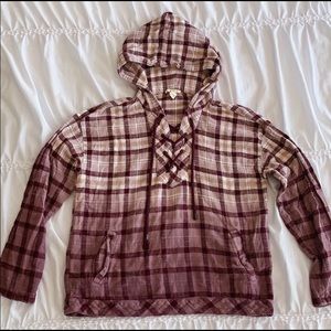 Forever 21 Maroon Plaid Ombré Sweatshirt